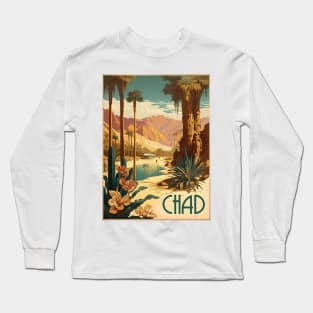 Chad Oasis Vintage Travel Art Poster Long Sleeve T-Shirt